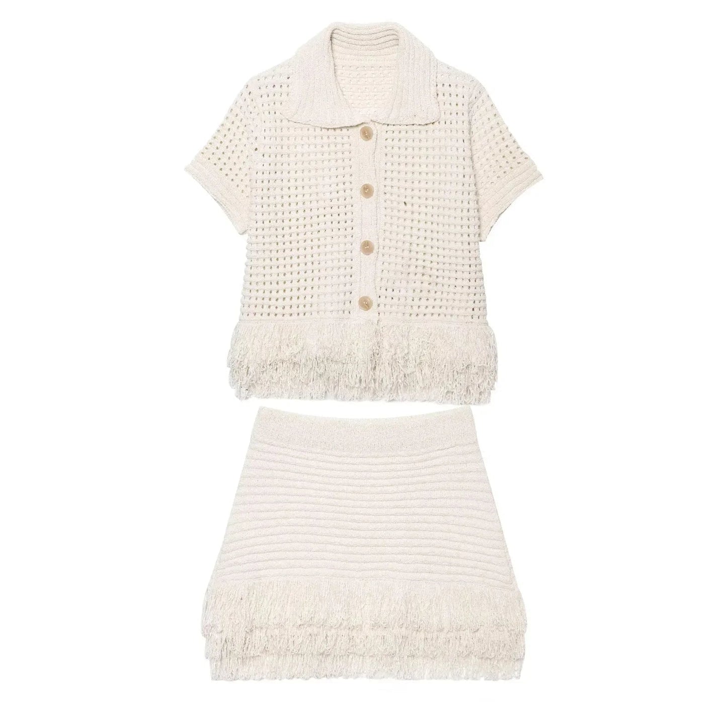 Ensemble jupe à franges tricotée Demetra