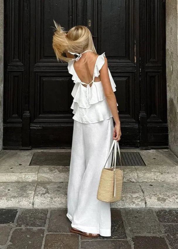 Ensemble Mara Flowy volanté — top et pantalon