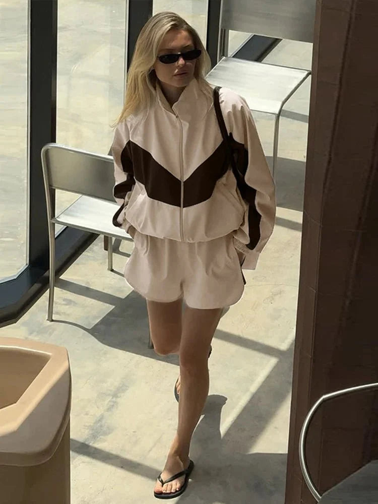 Ensemble de sport veste et short colorblock Nadia