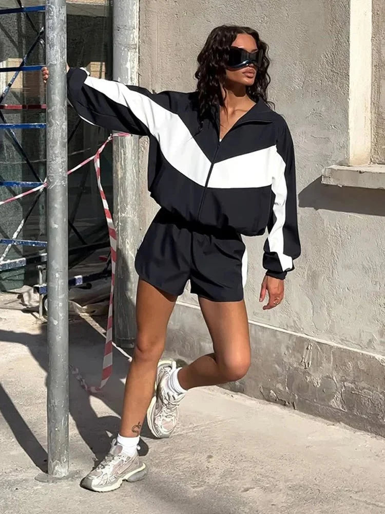 Ensemble de sport veste et short colorblock Nadia