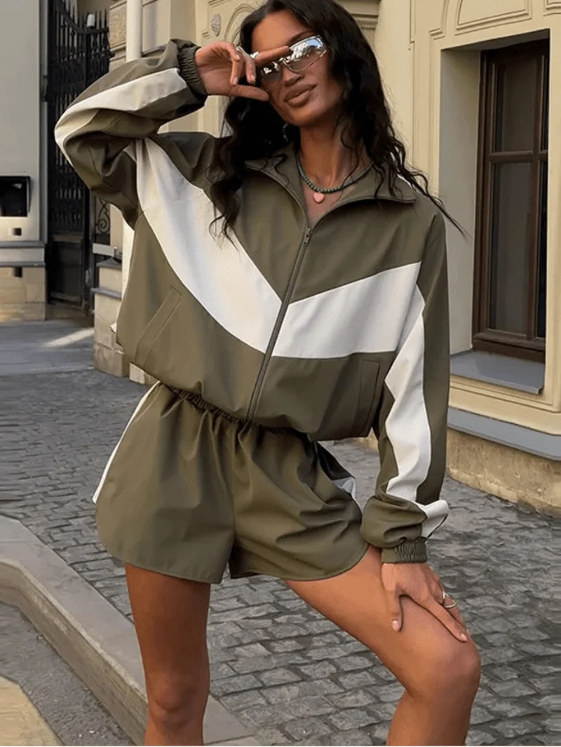 Ensemble de sport veste et short colorblock Nadia