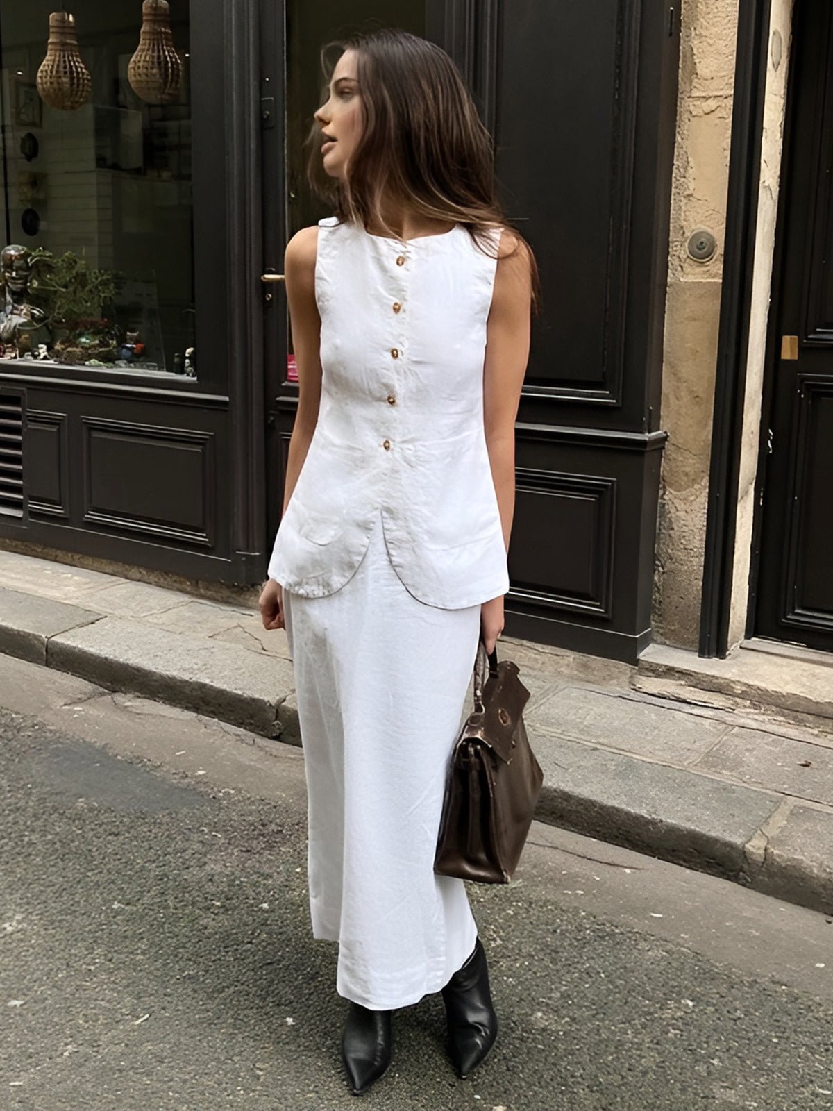 Annalise. Ensemble en lin sans manches