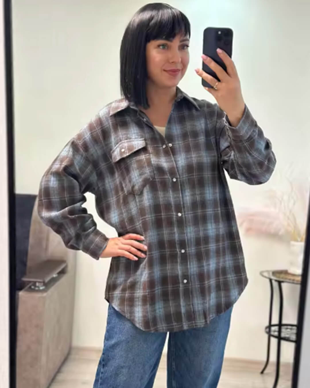 Chemise à carreaux oversize Kate