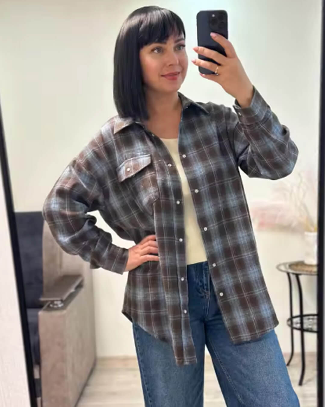 Chemise à carreaux oversize Kate