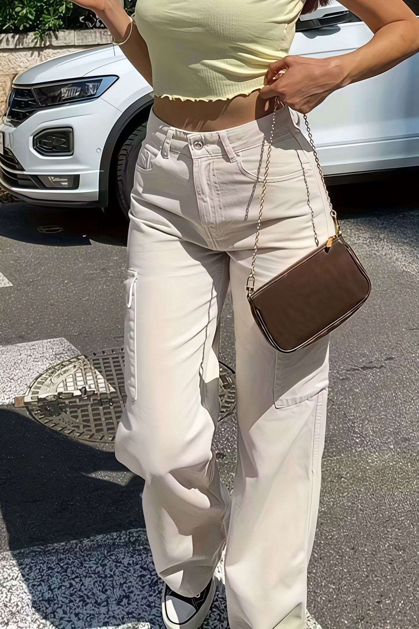 Pantalon droit cargo Sara à poches
