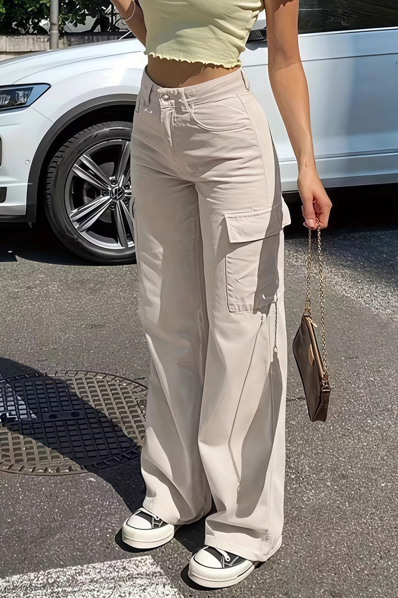 Pantalon droit cargo Sara à poches