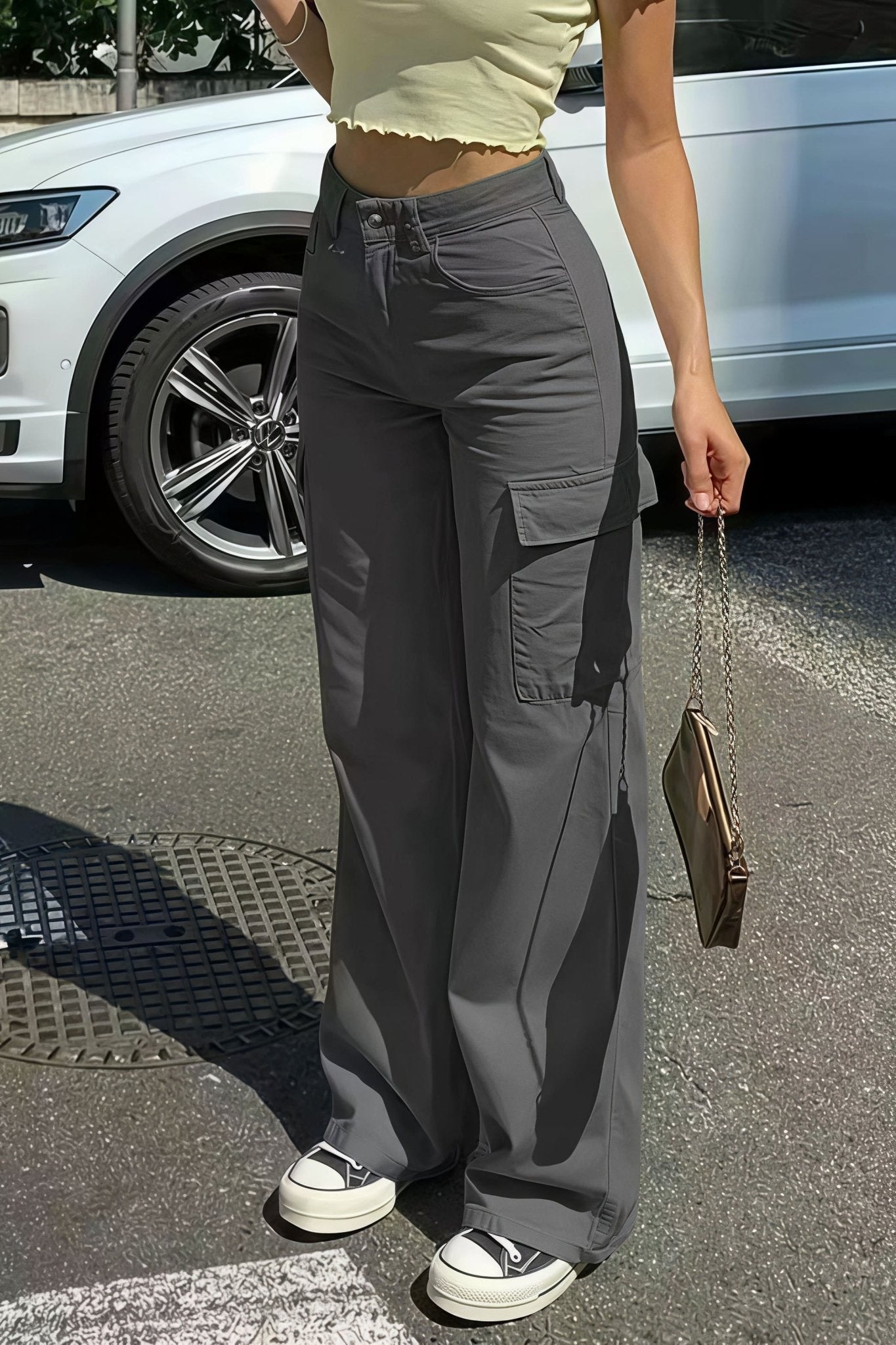 Pantalon droit cargo Sara à poches