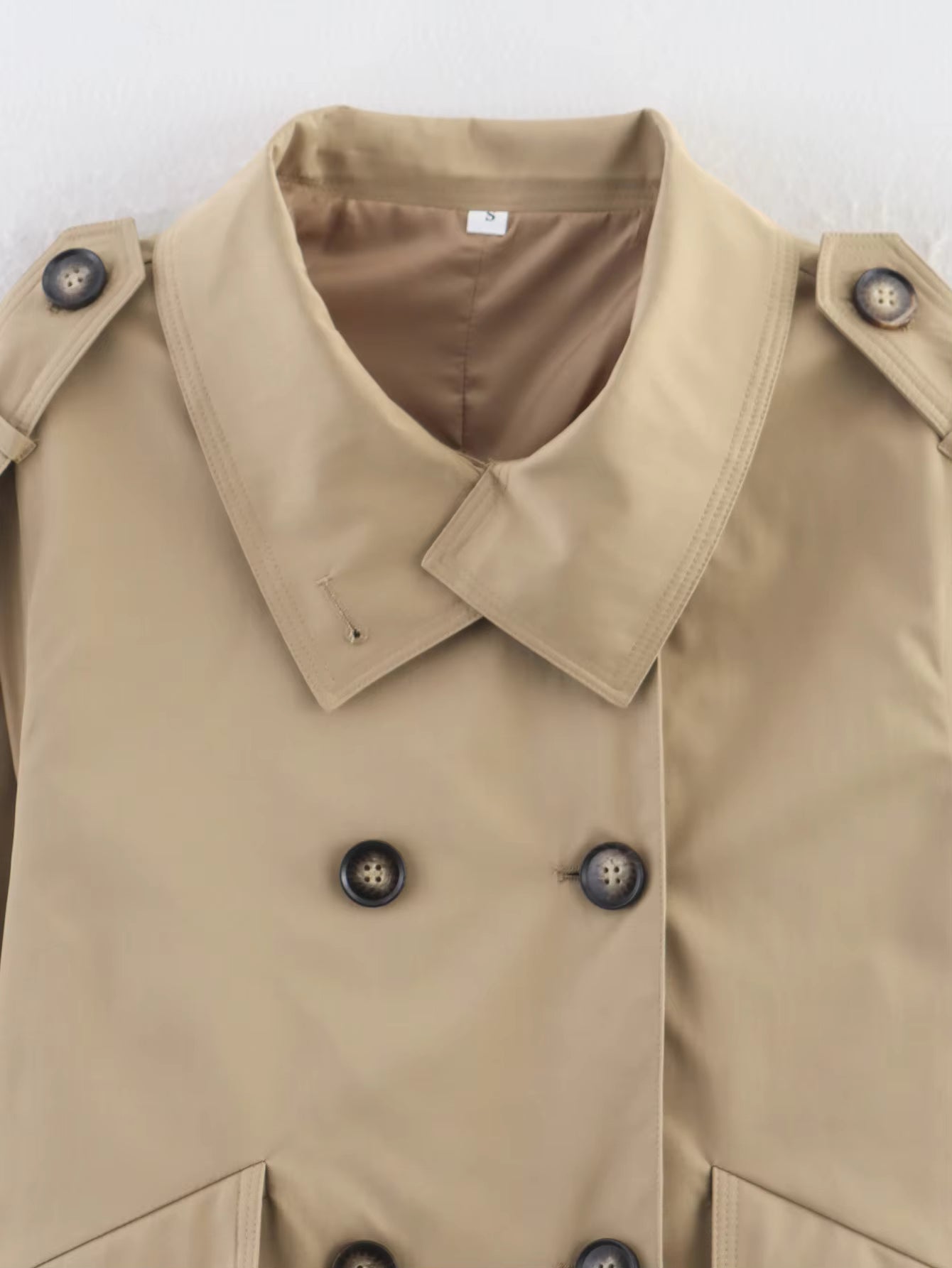 Trench-coat beige à double boutonnage Audrey