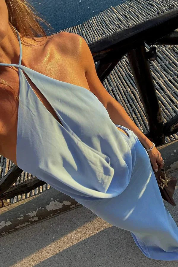 Ensemble maxi Yasmin à col halter et découpes