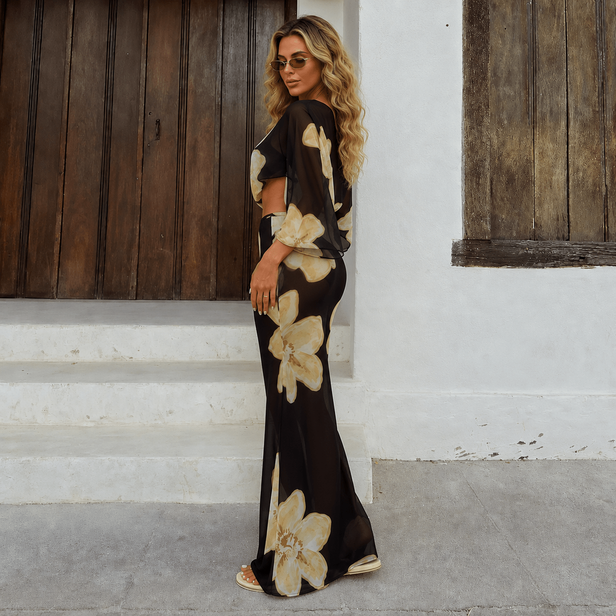 Ensemble jupe maxi fleurie Elena