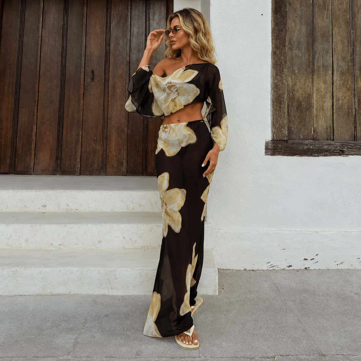 Ensemble jupe maxi fleurie Elena