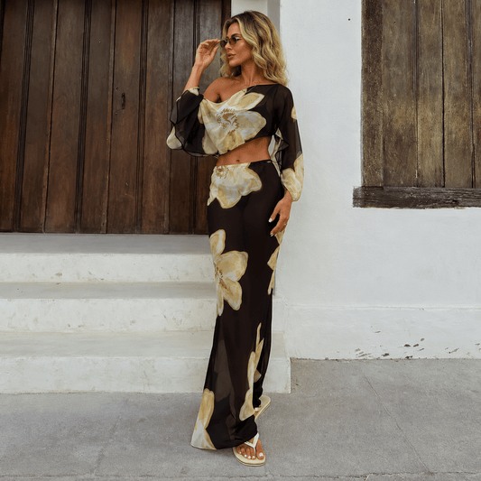 Ensemble jupe maxi fleurie Elena