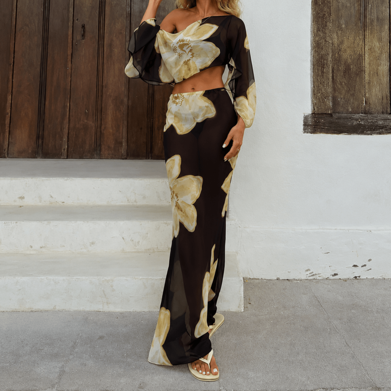 Ensemble jupe maxi fleurie Elena