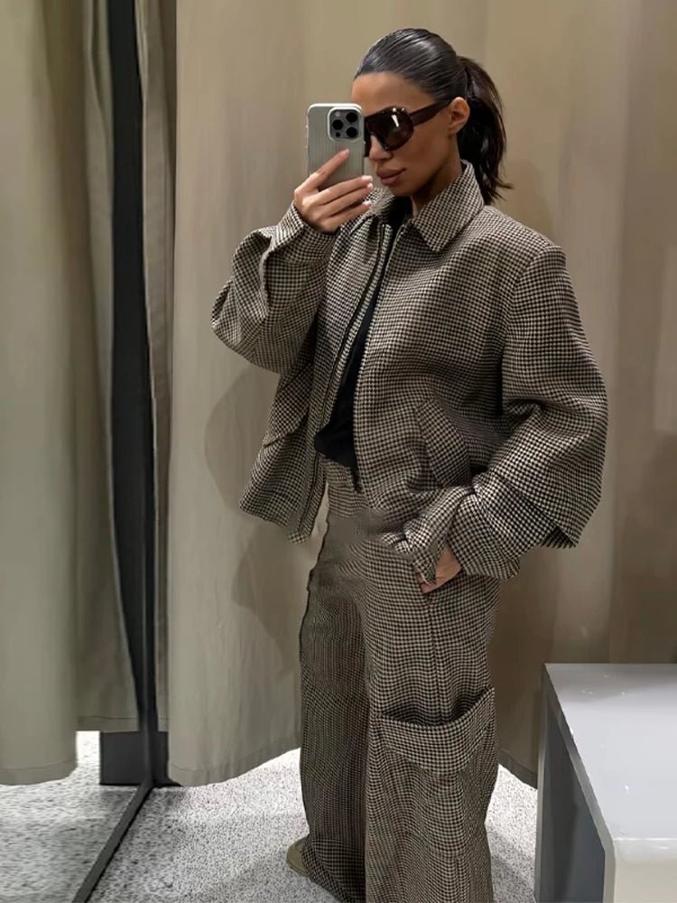 Ensemble blazer matelassé pied-de-poule Lily