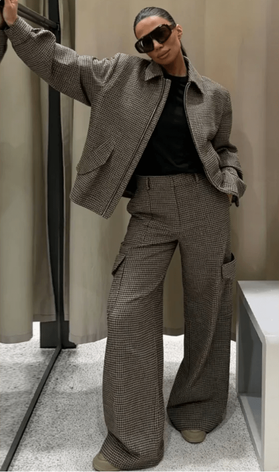 Ensemble blazer matelassé pied-de-poule Lily