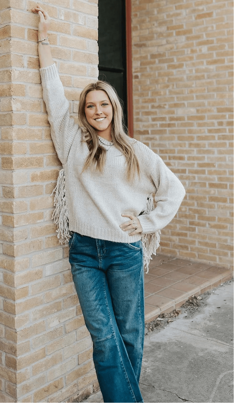 Pull en maille à franges Eva