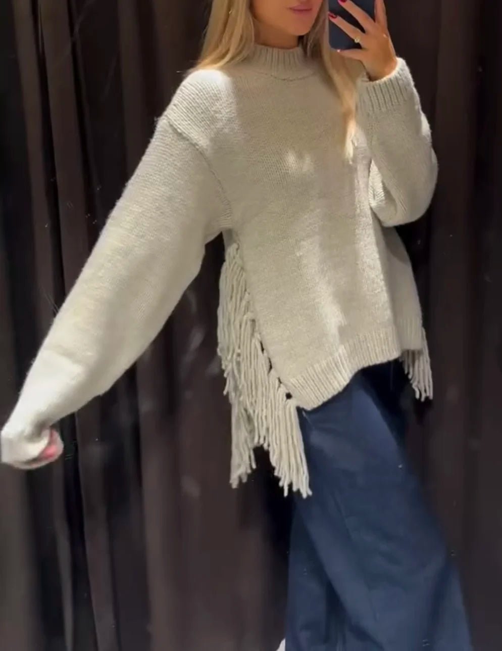 Pull en maille à franges Eva
