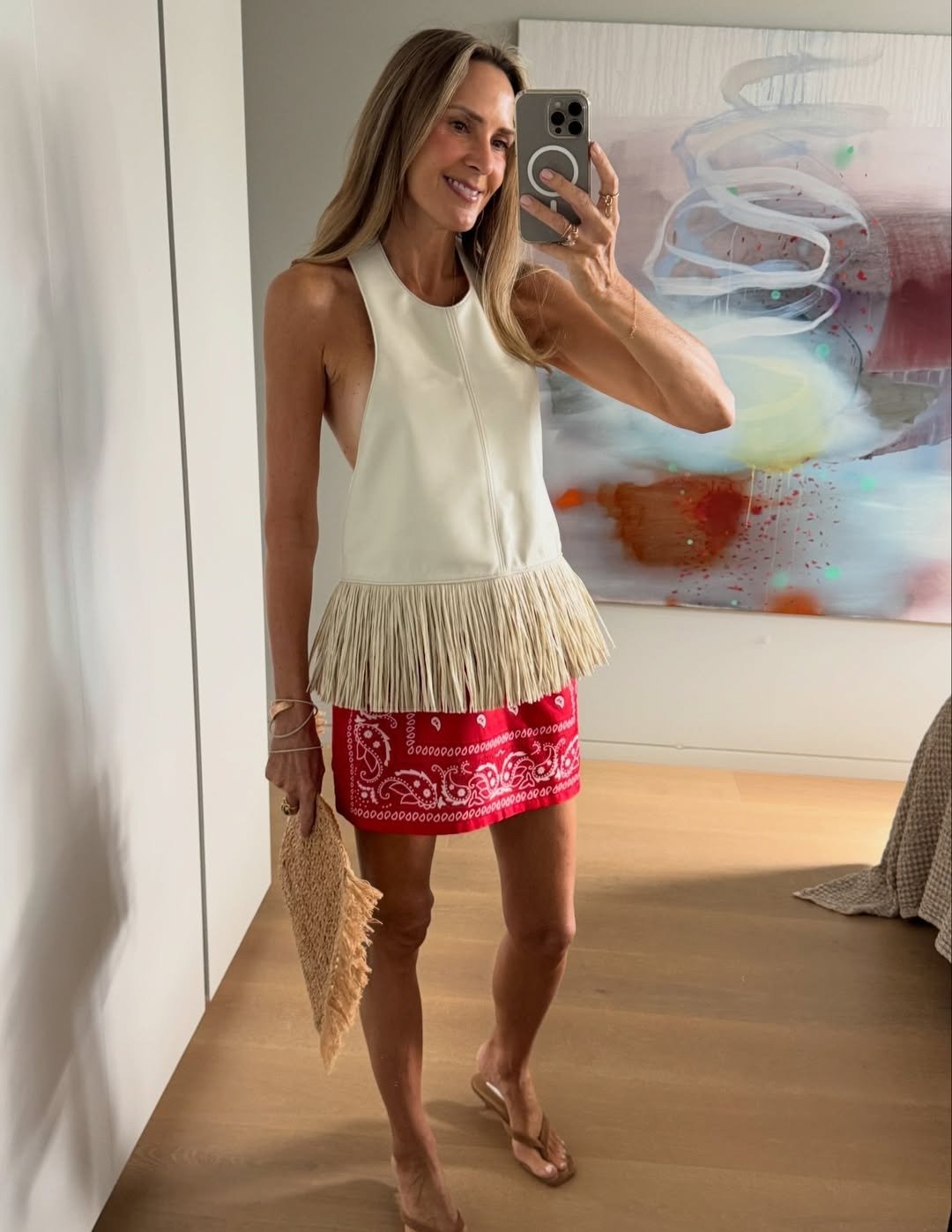 Haut dos nu à franges en similicuir Gina