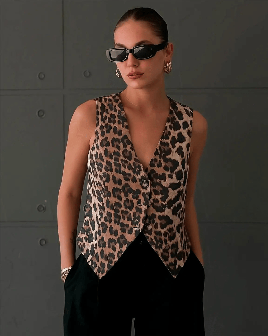 Monica gilet imprimé léopard