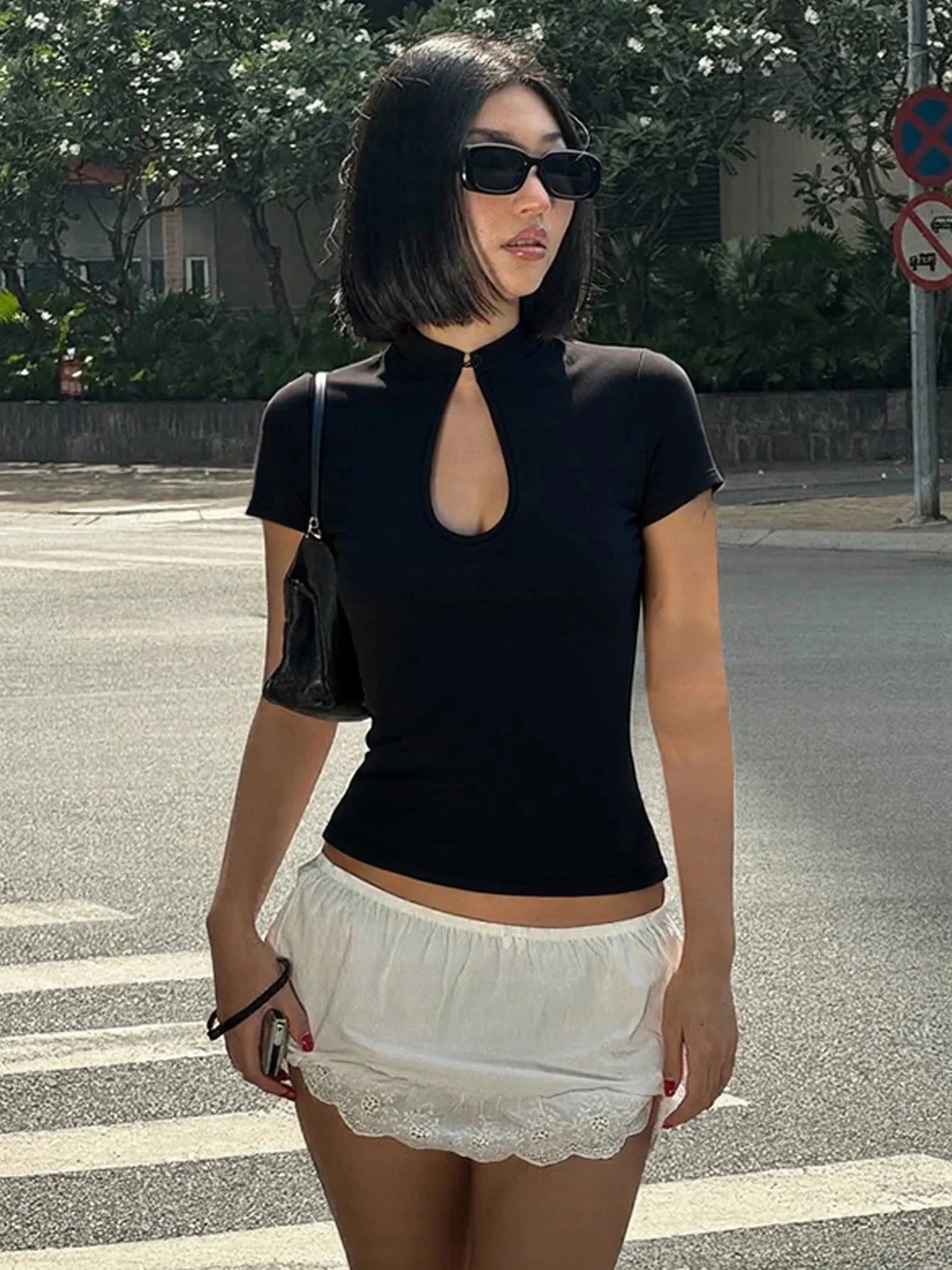 Blouse Ariane en col mandarin à boutons noués