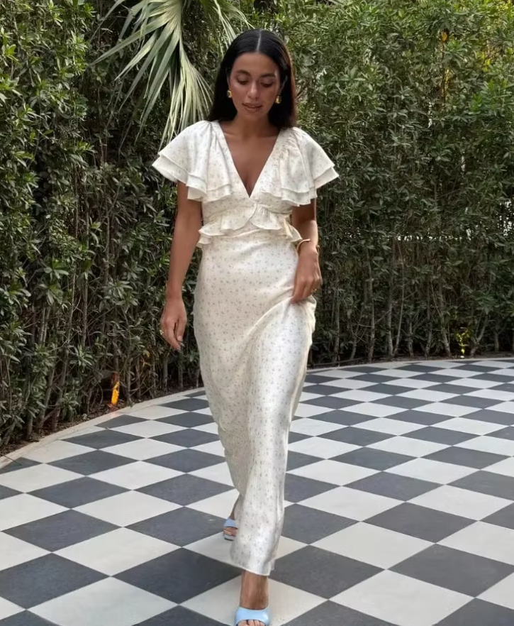 Robe midi Sophia à manches volantées