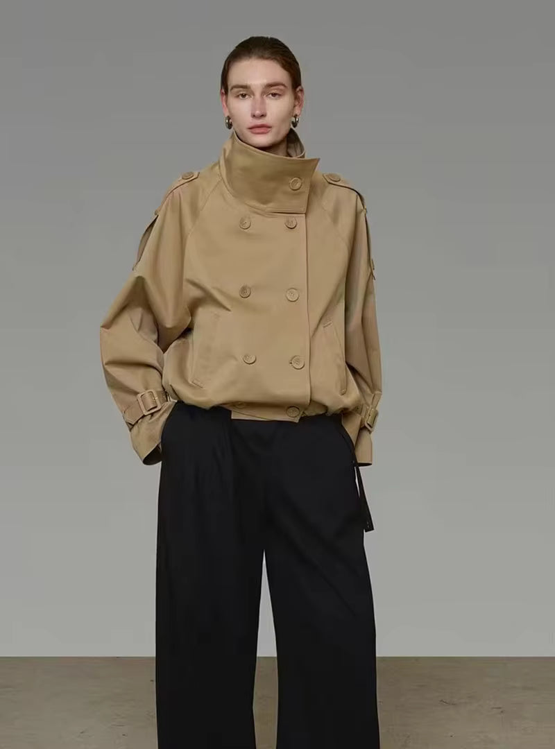 Veste trench courte à col montant Natalie