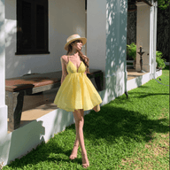 Robe mini Abbie col V à étages