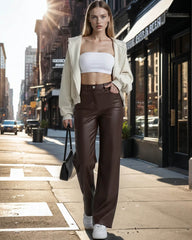 Pantalon classique Adriana en simili cuir