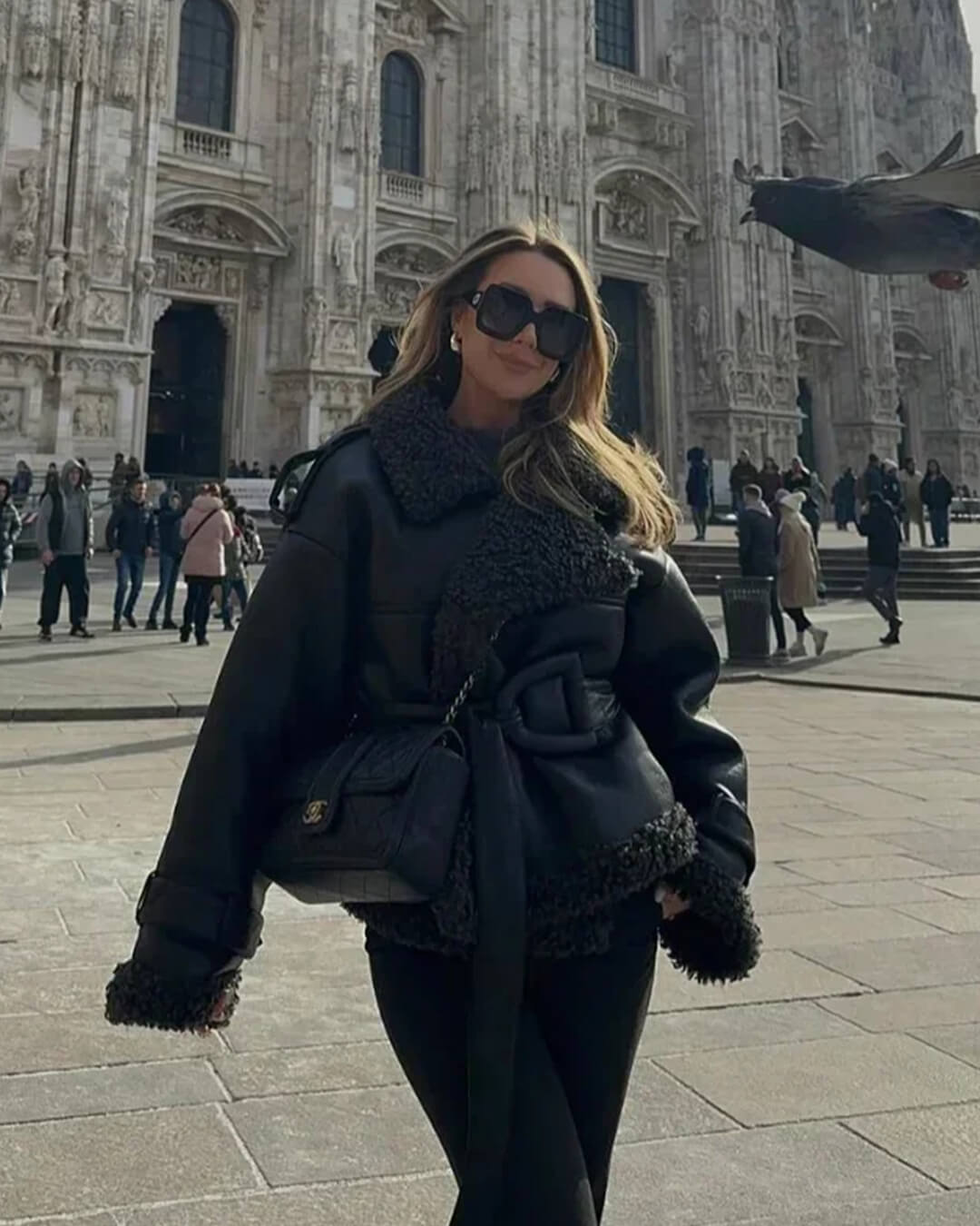 ZEYA - Alessia Short Belted Faux Leather Jacket