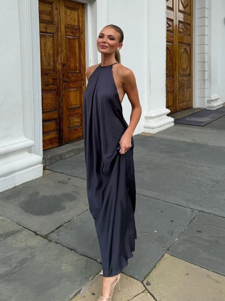 ZEYA - Althea Satin Halter Maxi Dress