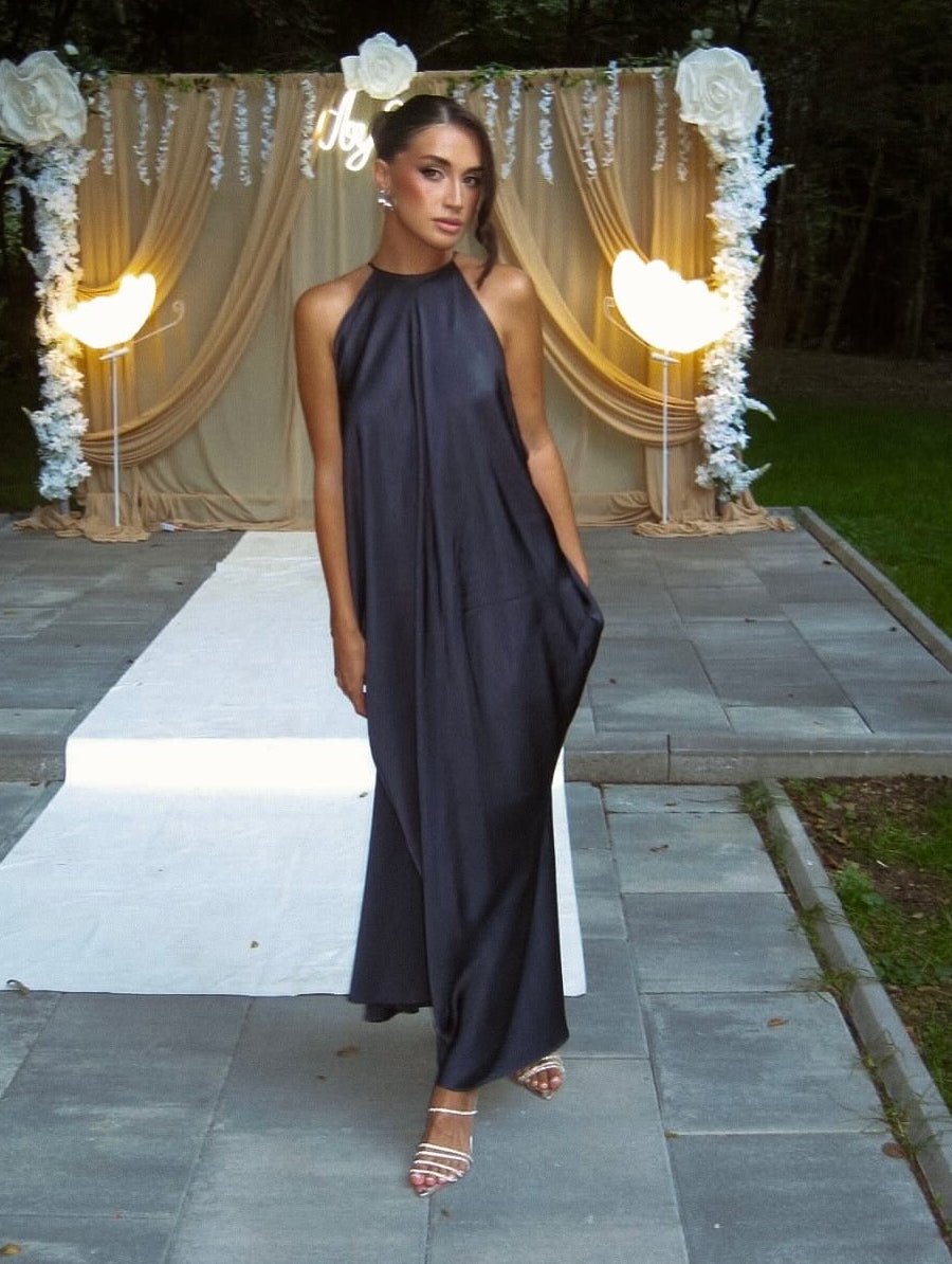 ZEYA - Althea Satin Halter Maxi Dress