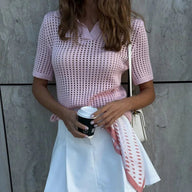 Amber Blouse Polo Tricotée Ajourée