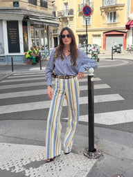 Pantalon taille basse rayé Angela