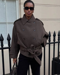 Manteau ceinturé à double boutonnage Anne