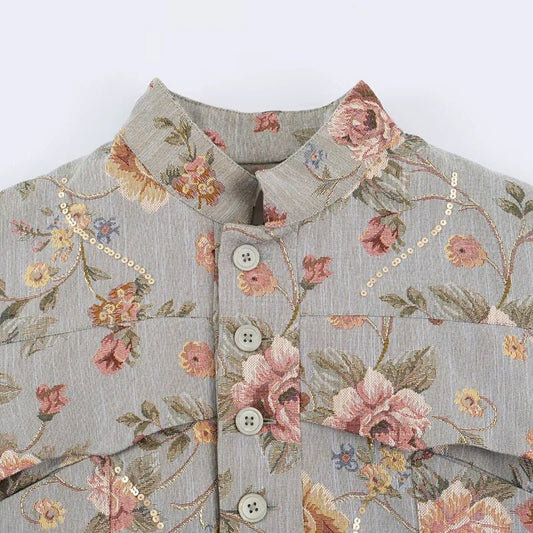 ZEYA - Anne Vintage Jacquard Cropped Jacket
