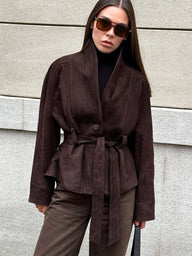 Trench-coat en suédine ceinturé Annie
