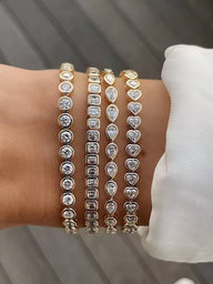 Bracelet tennis Arabella en zircone taille cœur
