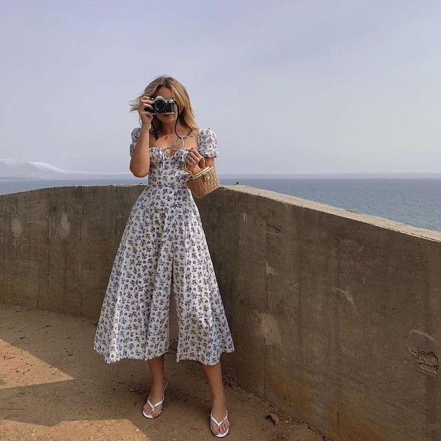 ZEYA - Arianna Puff Sleeve Floral Midi Dress