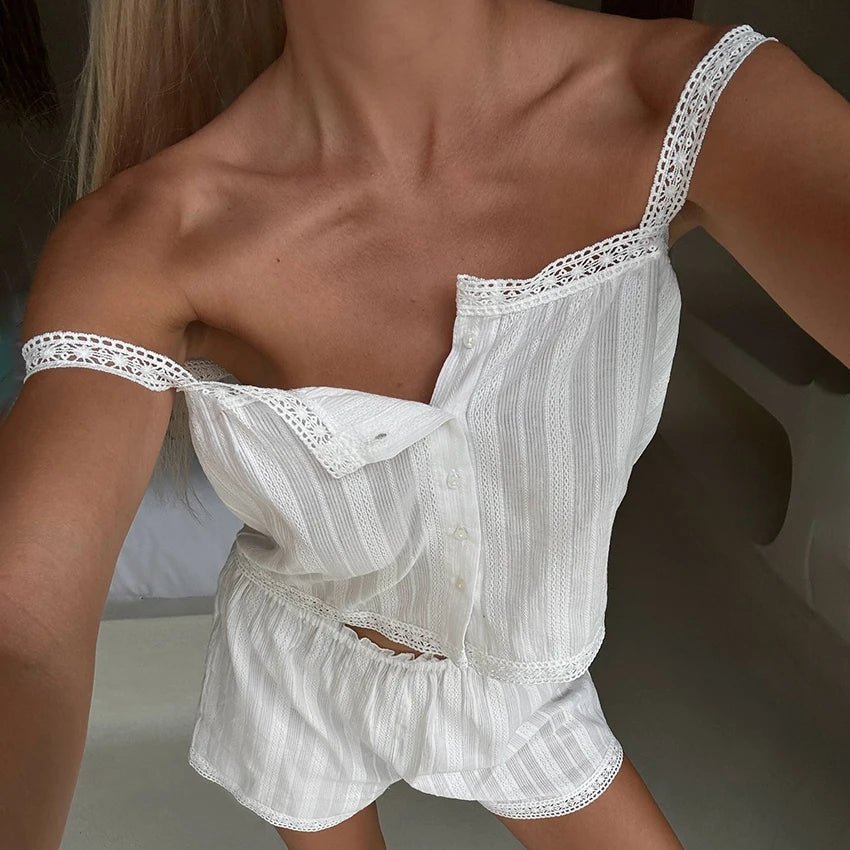 ZEYA - Bianca Lace Trim Pajama Short Set