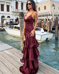 Robe de soirée Blaire à bretelles et volants