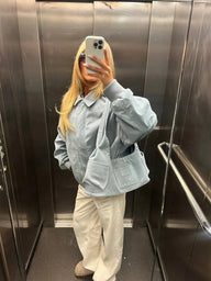 Blouson bomber en suédine bleu bébé Camille