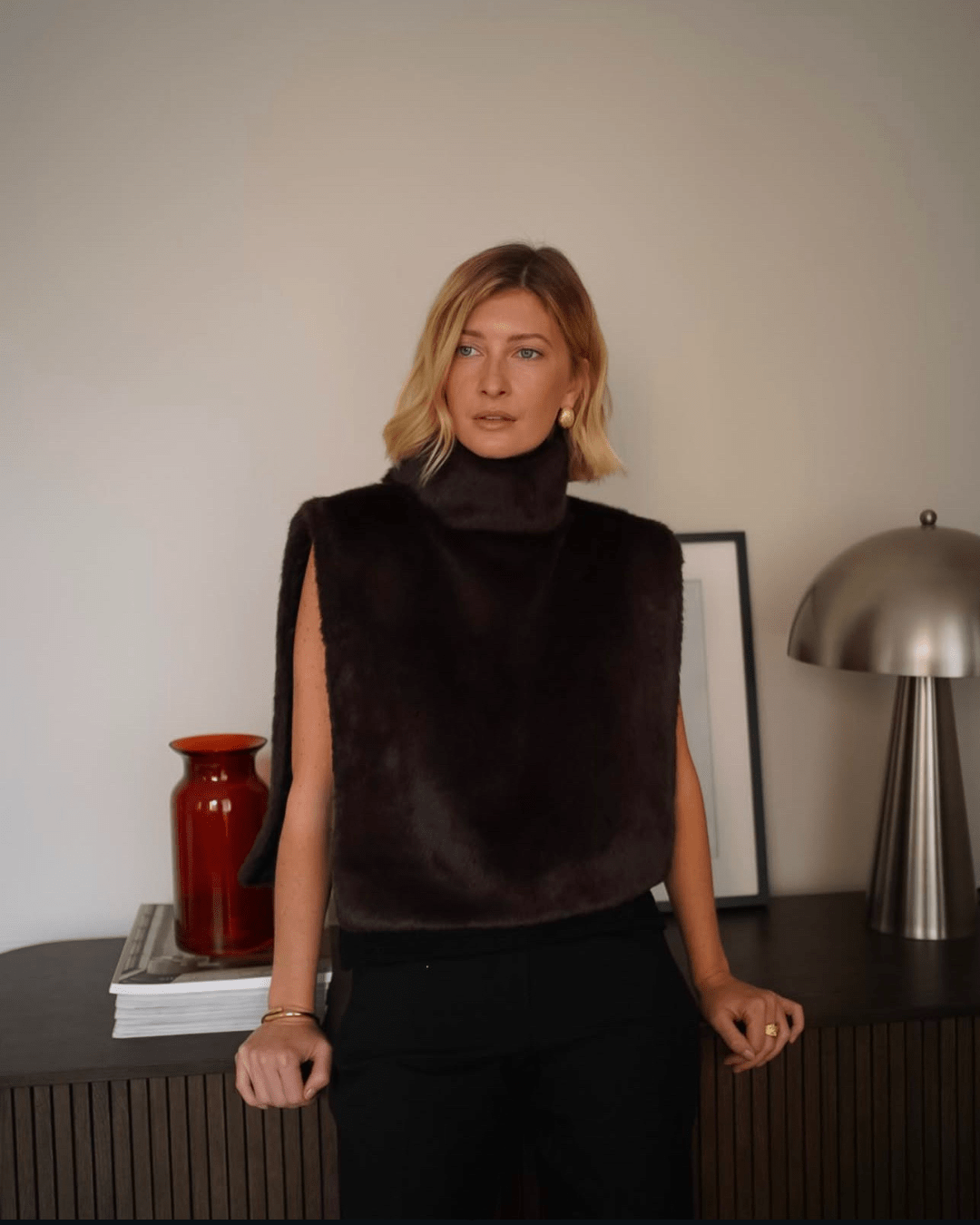 ZEYA - Carina Faux Fur Turtleneck Vest