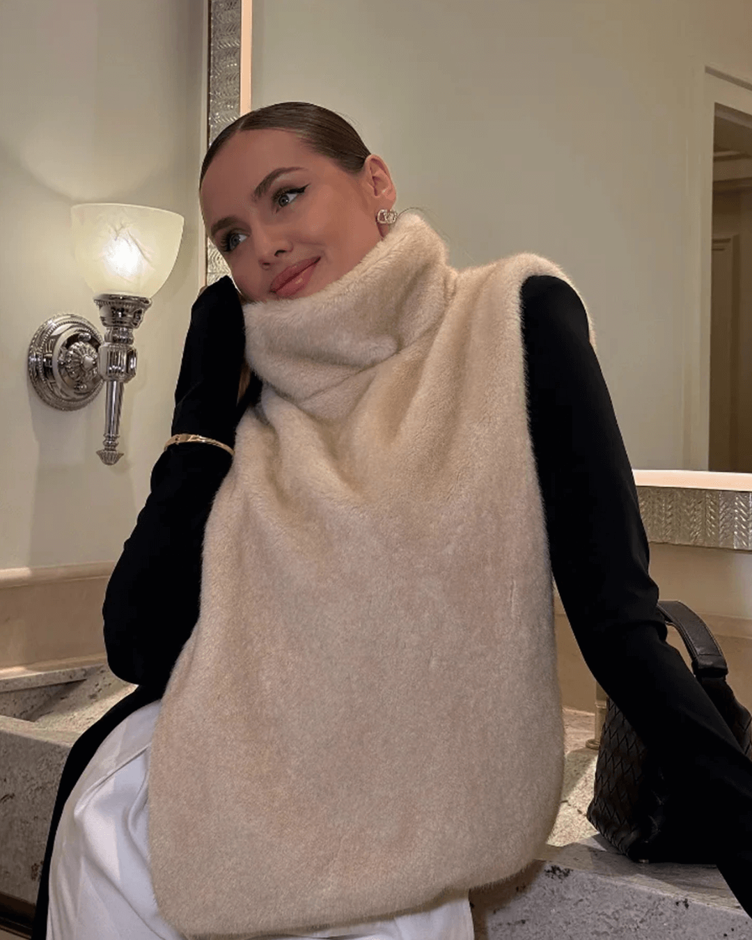 ZEYA - Carina Faux Fur Turtleneck Vest