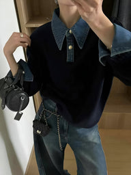 Pull à col en denim Claire