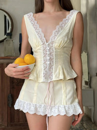 Ensemble jupe mini Clarisse à dentelle
