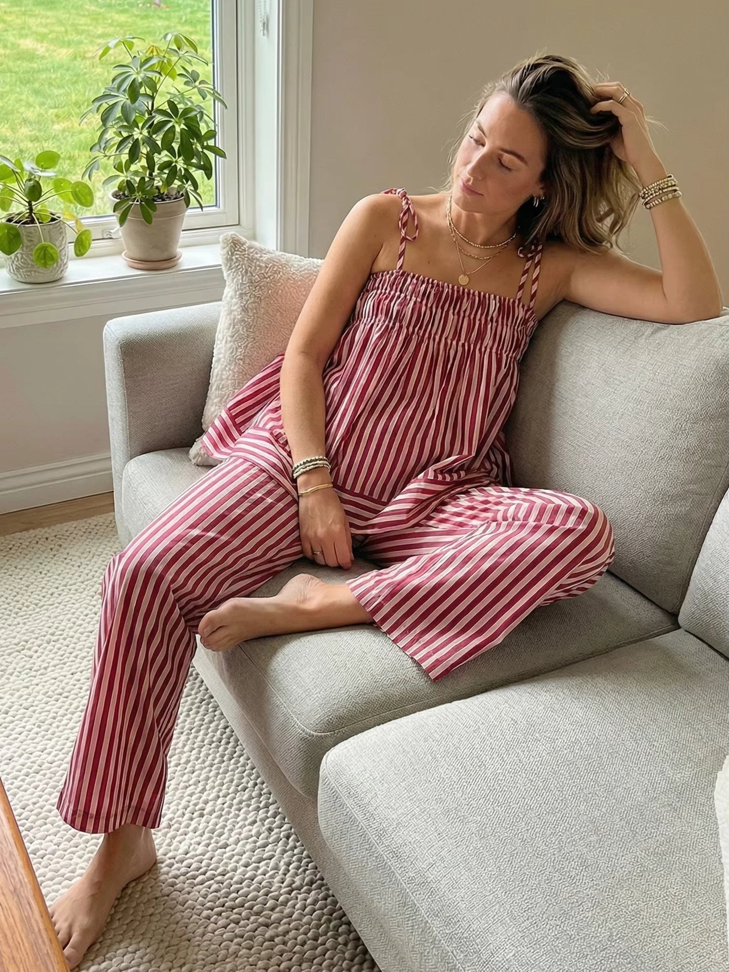 ZEYA - Claudia Striped Silk Pajama Set