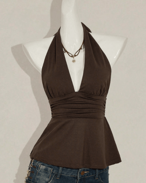 ZEYA - Clementine Polka Dot Halter Peplum Camisole