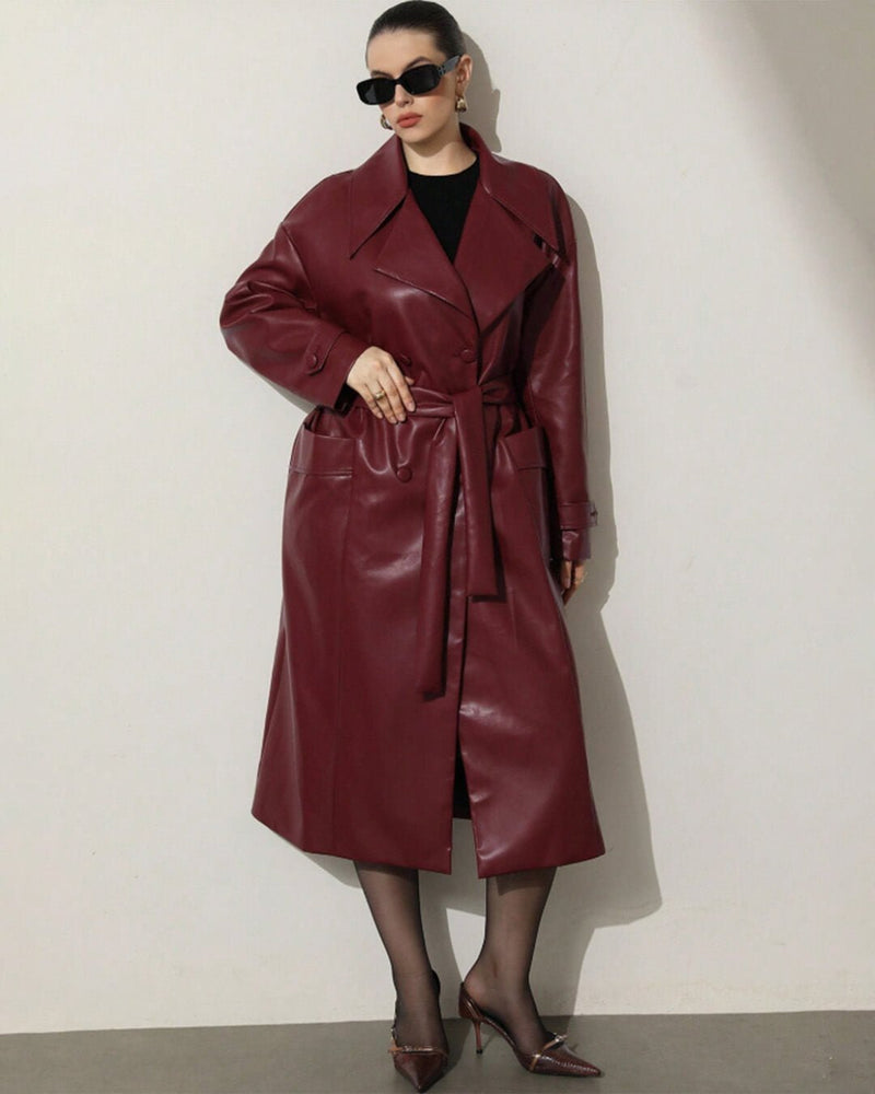 ZEYA - Connie Faux Leather Maxi Trench Coat