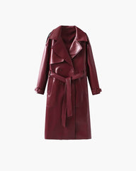 Manteau trench long Connie en similicuir