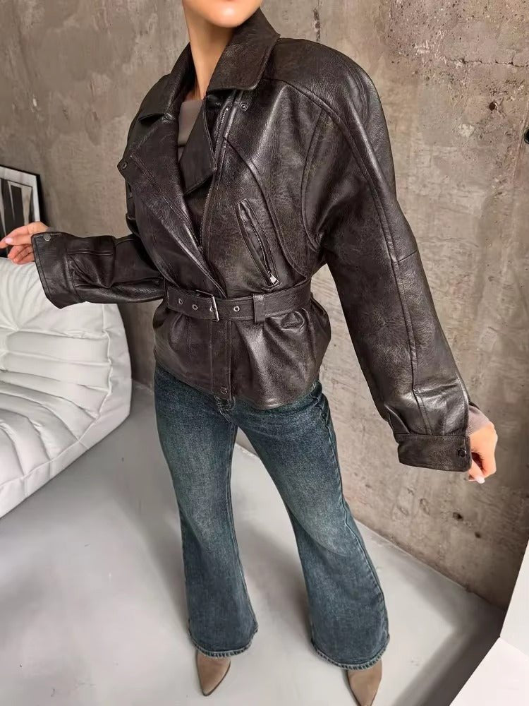 ZEYA - Courtney Belted Leather Jacket